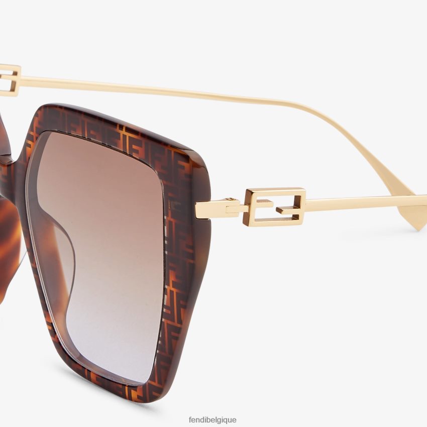 accessoires Fendi lunettes de soleil ff havana en acétate et en métal mode femmes 8X8J2J366 Fendi Lunette De Soleil
