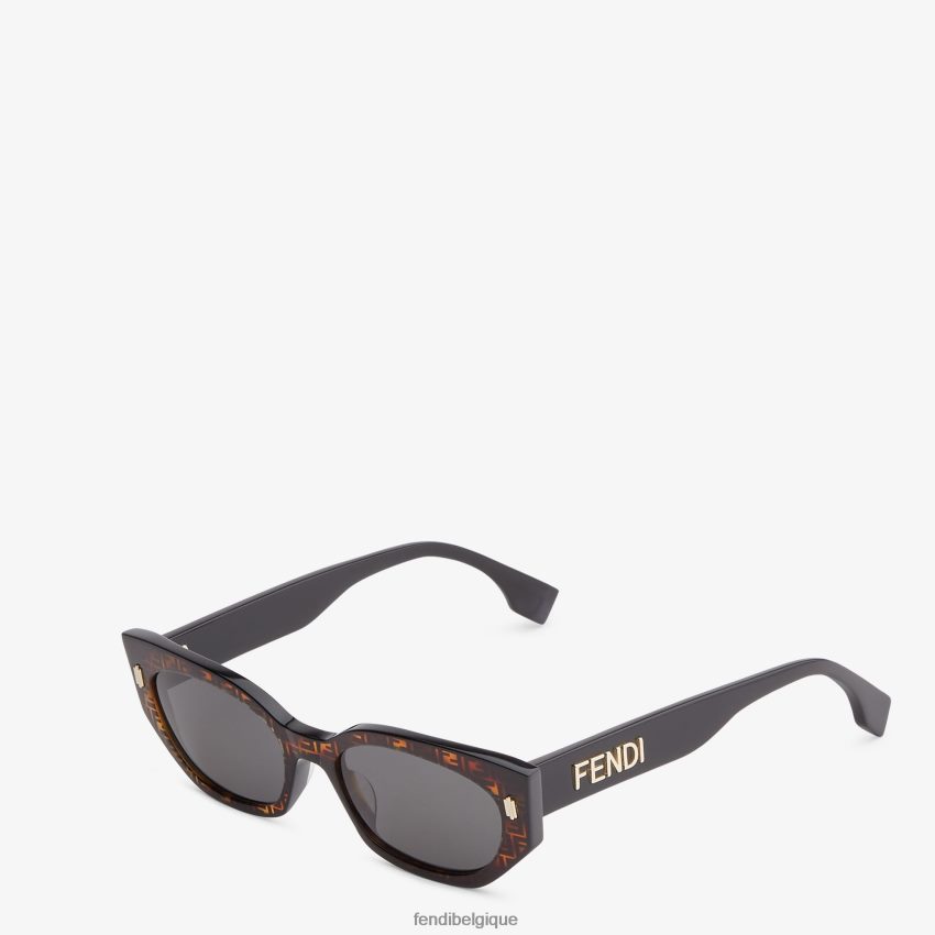 accessoires Fendi lunettes de soleil ff havane et acétate noir femmes 8X8J2J369 Fendi Lunette De Soleil