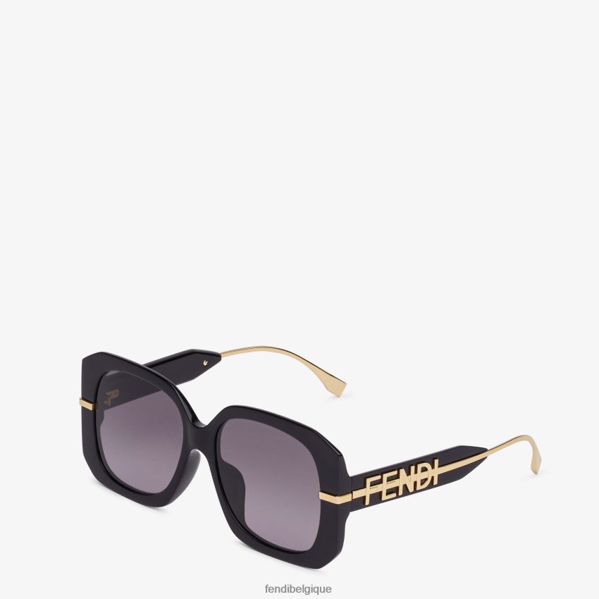 accessoires Fendi lunettes de soleil à pont bas en acétate noir femmes 8X8J2J322 Fendi Sac