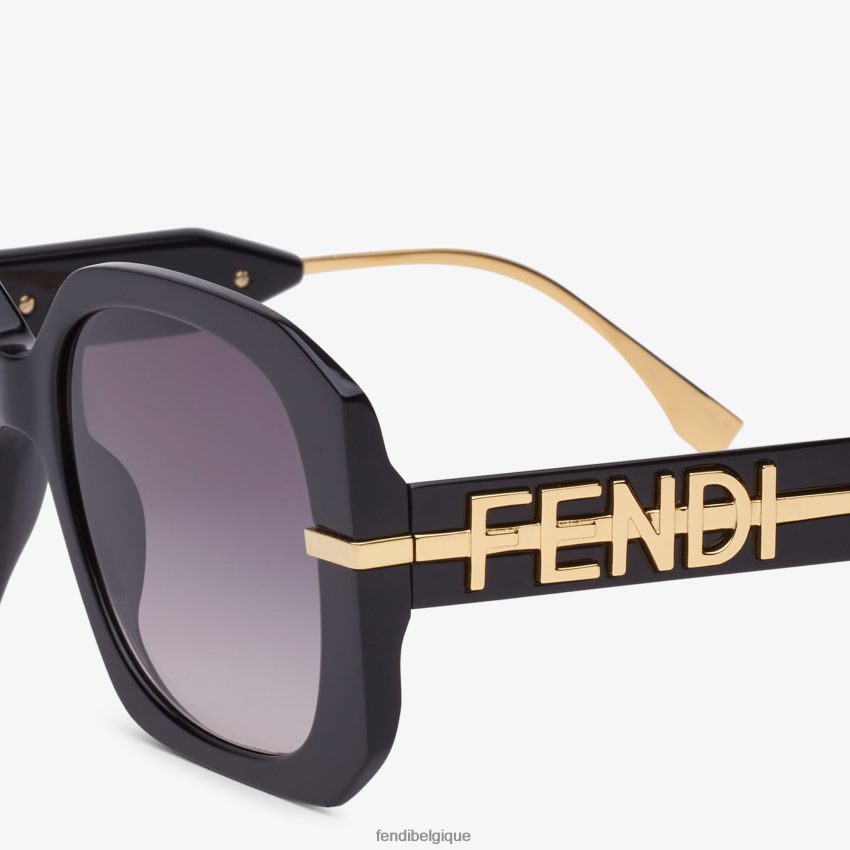accessoires Fendi lunettes de soleil à pont bas en acétate noir femmes 8X8J2J322 Fendi Sac