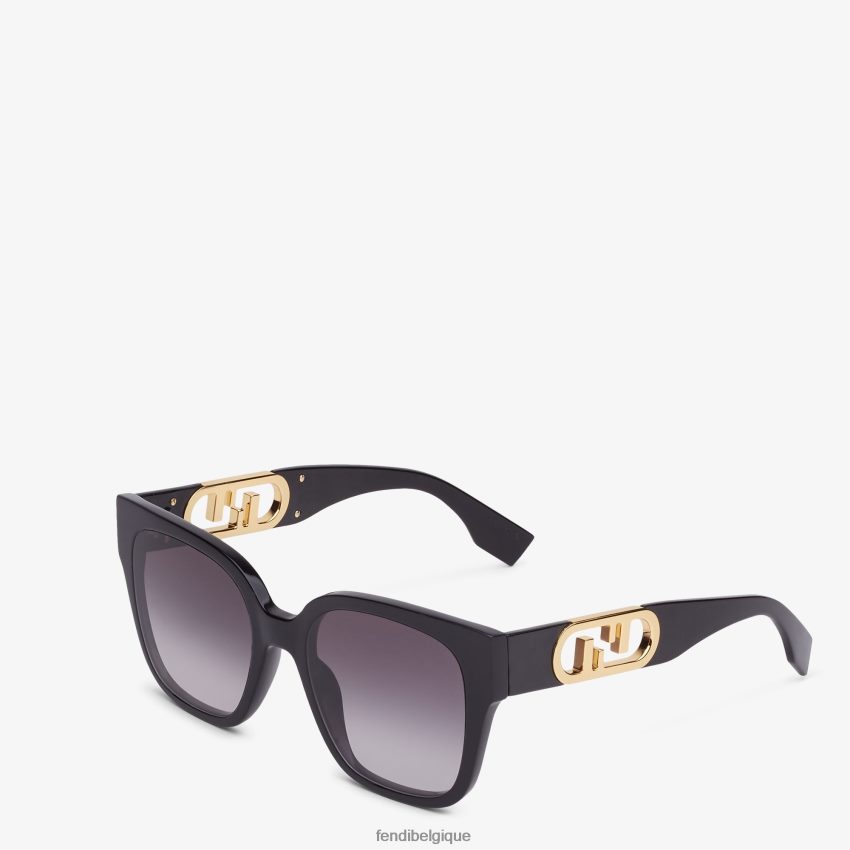 accessoires Fendi lunettes de soleil à pont bas en acétate noir femmes 8X8J2J327 Fendi Lunette De Soleil