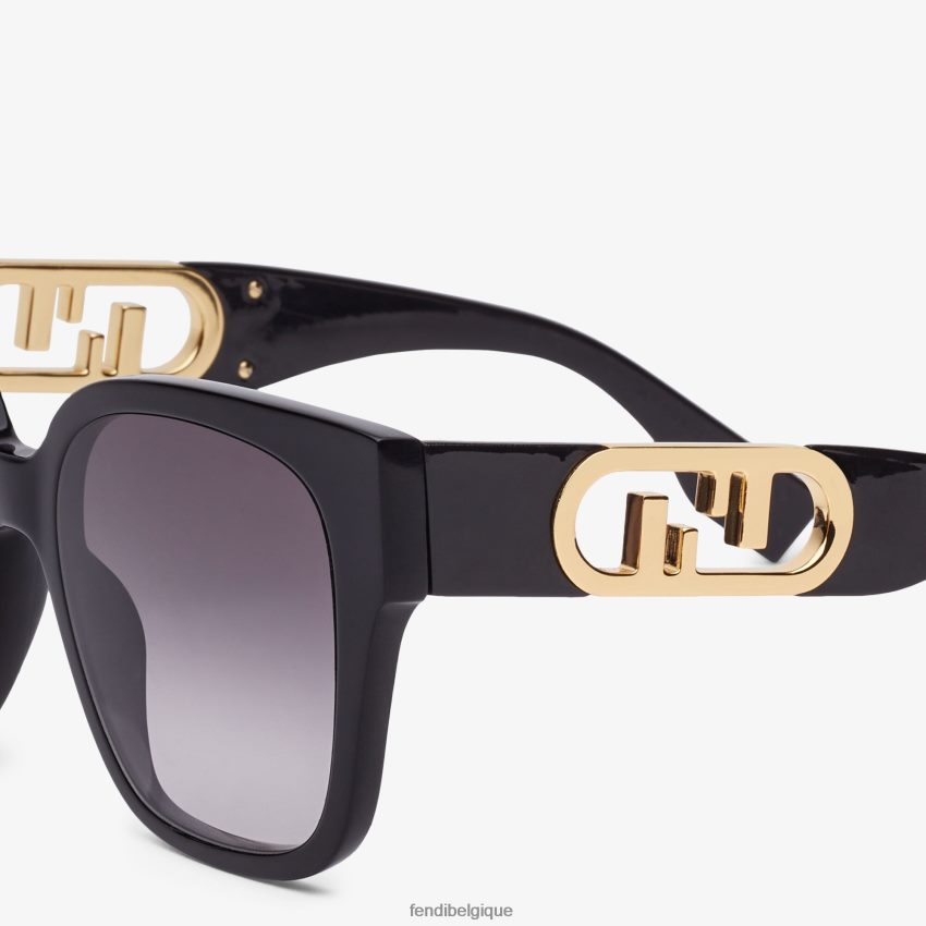 accessoires Fendi lunettes de soleil à pont bas en acétate noir femmes 8X8J2J327 Fendi Lunette De Soleil