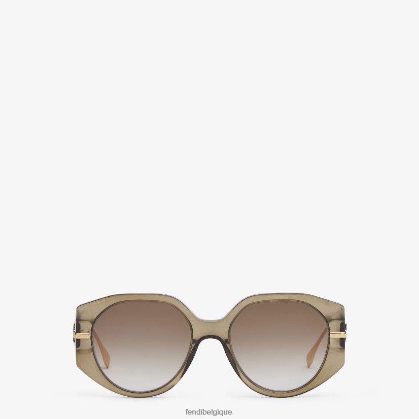 accessoires Fendi lunettes de soleil transparentes en acétate kaki vert femmes 8X8J2J277 Fendi Sac