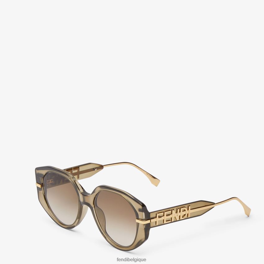 accessoires Fendi lunettes de soleil transparentes en acétate kaki vert femmes 8X8J2J277 Fendi Sac