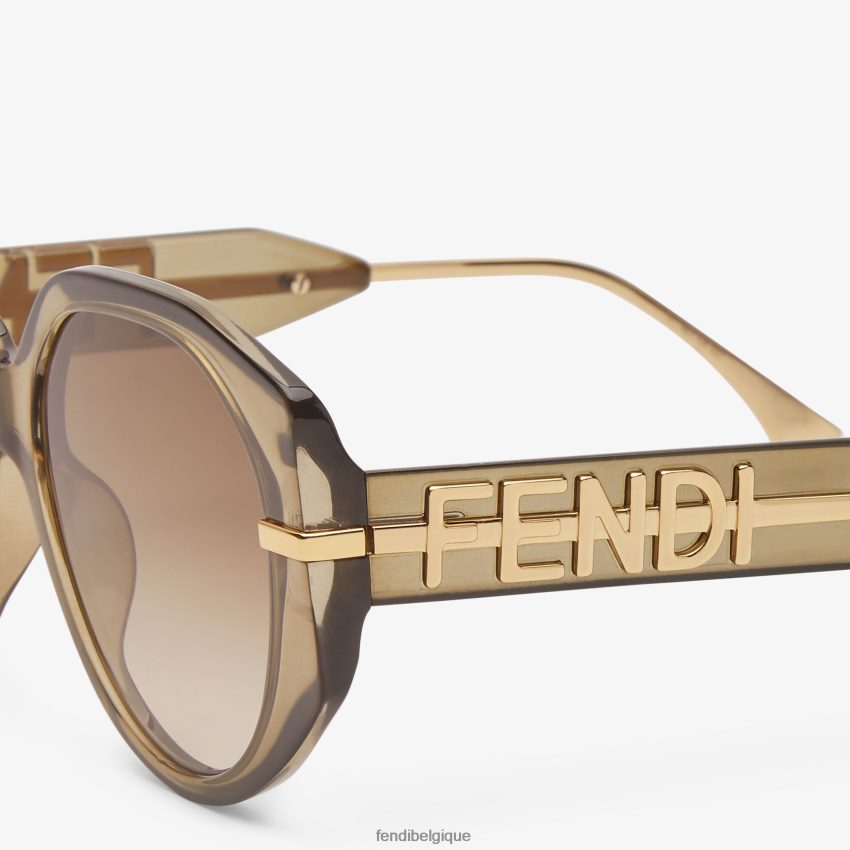 accessoires Fendi lunettes de soleil transparentes en acétate kaki vert femmes 8X8J2J277 Fendi Sac
