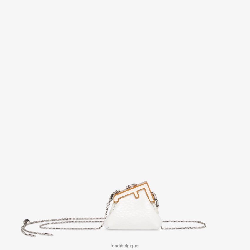 accessoires Fendi breloque en cuir karung blanc femmes 8X8J2J260 Fendi Belgique