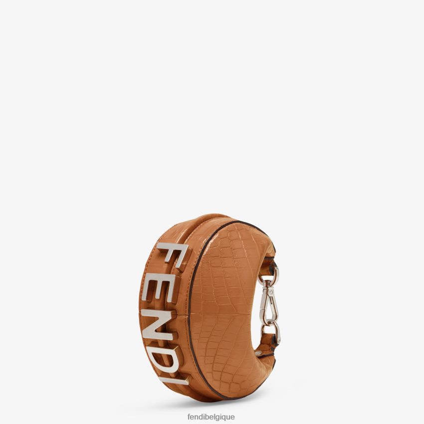 accessoires Fendi charm en cuir de crocodile brun femmes 8X8J2J254 Fendi Belgique