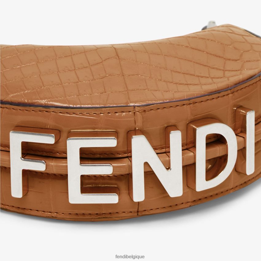 accessoires Fendi charm en cuir de crocodile brun femmes 8X8J2J254 Fendi Belgique