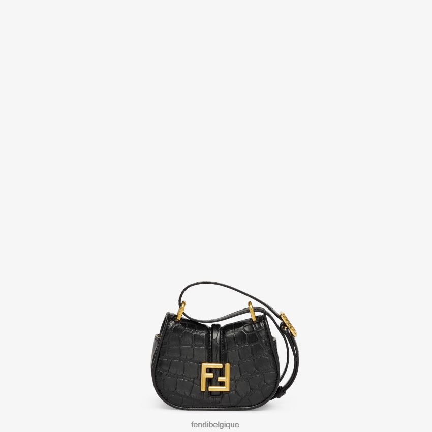 accessoires Fendi charm en cuir de crocodile noir femmes 8X8J2J47 Fendi Belgique