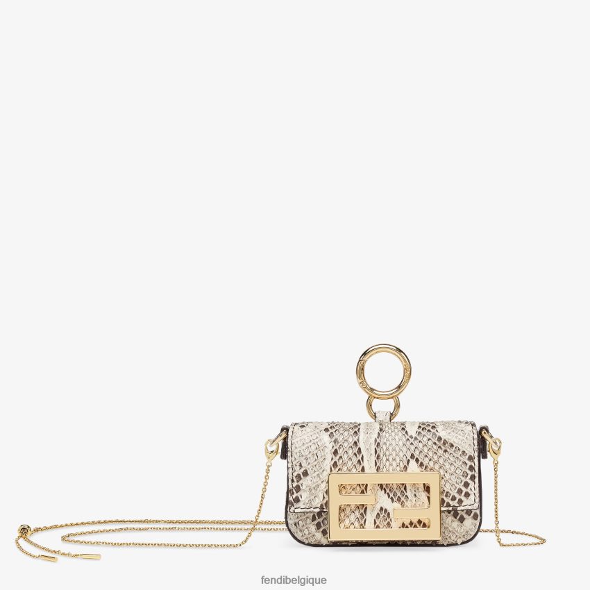 accessoires Fendi charm en cuir de python beige femmes 8X8J2J311 Fendi Belgique