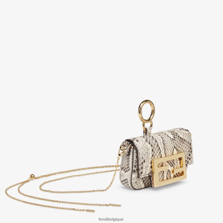 accessoires Fendi charm en cuir de python beige femmes 8X8J2J311 Fendi Belgique