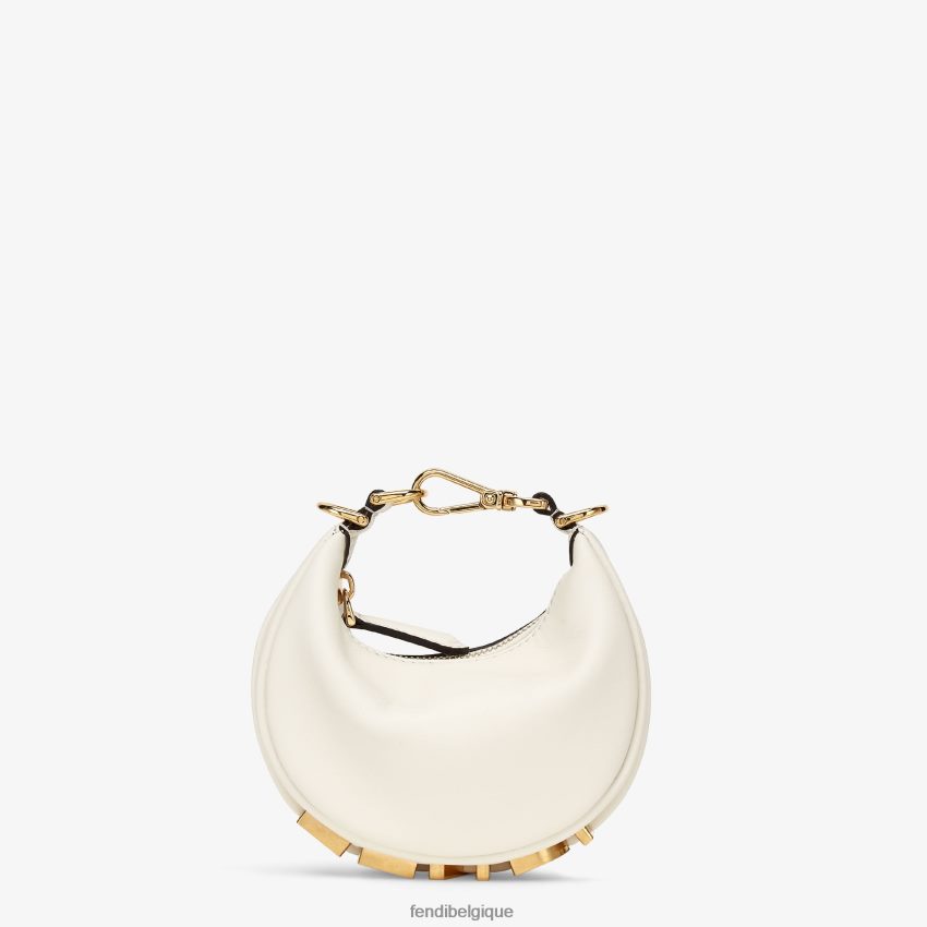 accessoires Fendi charm en cuir nanographié blanc femmes 8X8J2J79 Fendi Sac