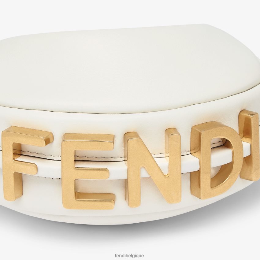 accessoires Fendi charm en cuir nanographié blanc femmes 8X8J2J79 Fendi Sac