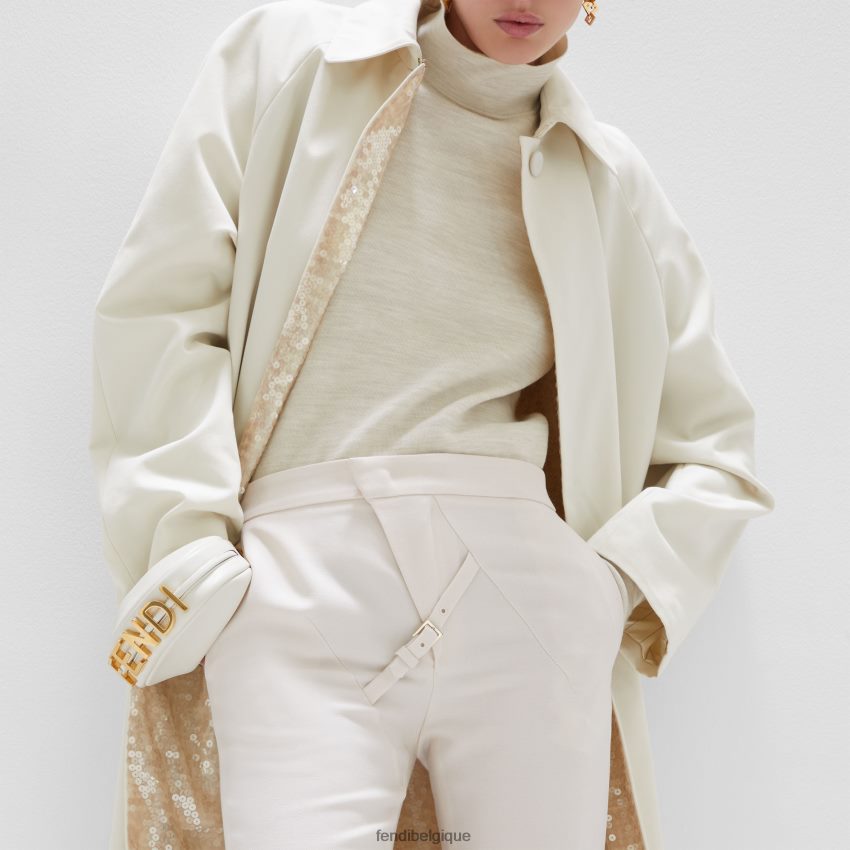 accessoires Fendi charm en cuir nanographié blanc femmes 8X8J2J79 Fendi Sac