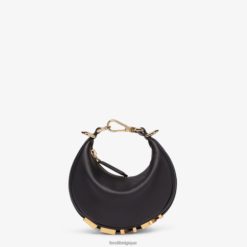 accessoires Fendi charm en cuir nanographié noir femmes 8X8J2J42 Fendi Lunette De Soleil