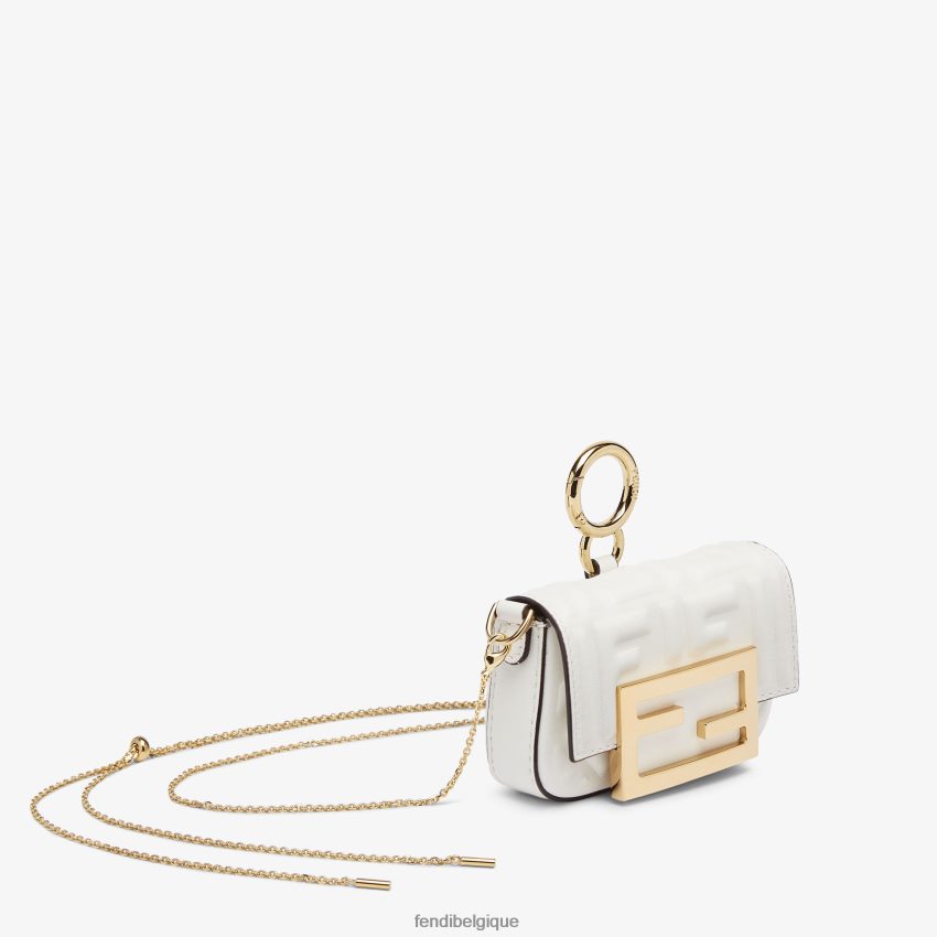 accessoires Fendi charm en cuir nappa blanc femmes 8X8J2J504 Fendi Lunette De Soleil