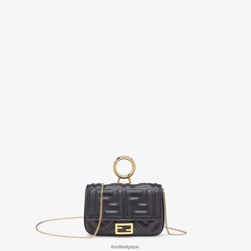 accessoires Fendi charm en cuir nappa noir femmes 8X8J2J392 Fendi Belgique