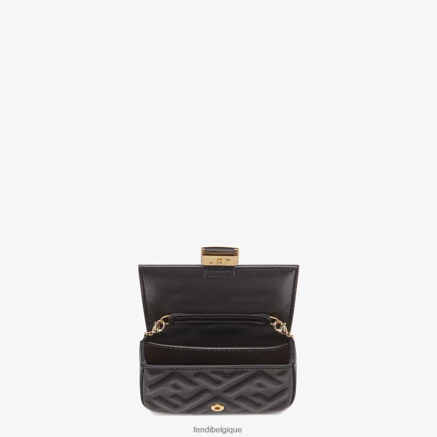 accessoires Fendi charm en cuir nappa noir femmes 8X8J2J392 Fendi Belgique