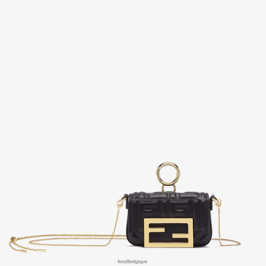 accessoires Fendi charm en cuir nappa noir femmes 8X8J2J503 Fendi Belgique
