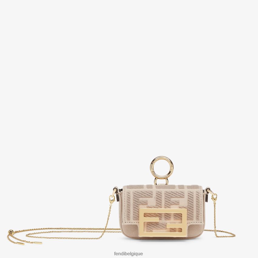 accessoires Fendi charm en toile avec broderie ff beige femmes 8X8J2J321 Fendi Lunette De Soleil