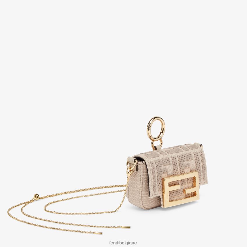 accessoires Fendi charm en toile avec broderie ff beige femmes 8X8J2J321 Fendi Lunette De Soleil