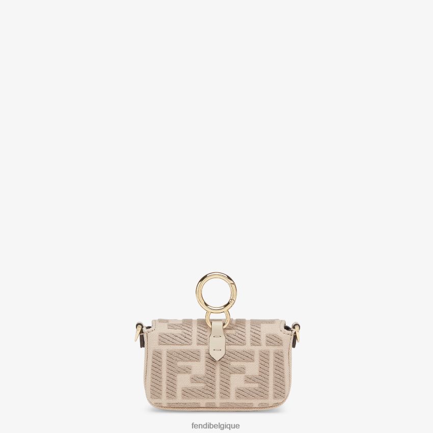 accessoires Fendi charm en toile avec broderie ff beige femmes 8X8J2J321 Fendi Lunette De Soleil