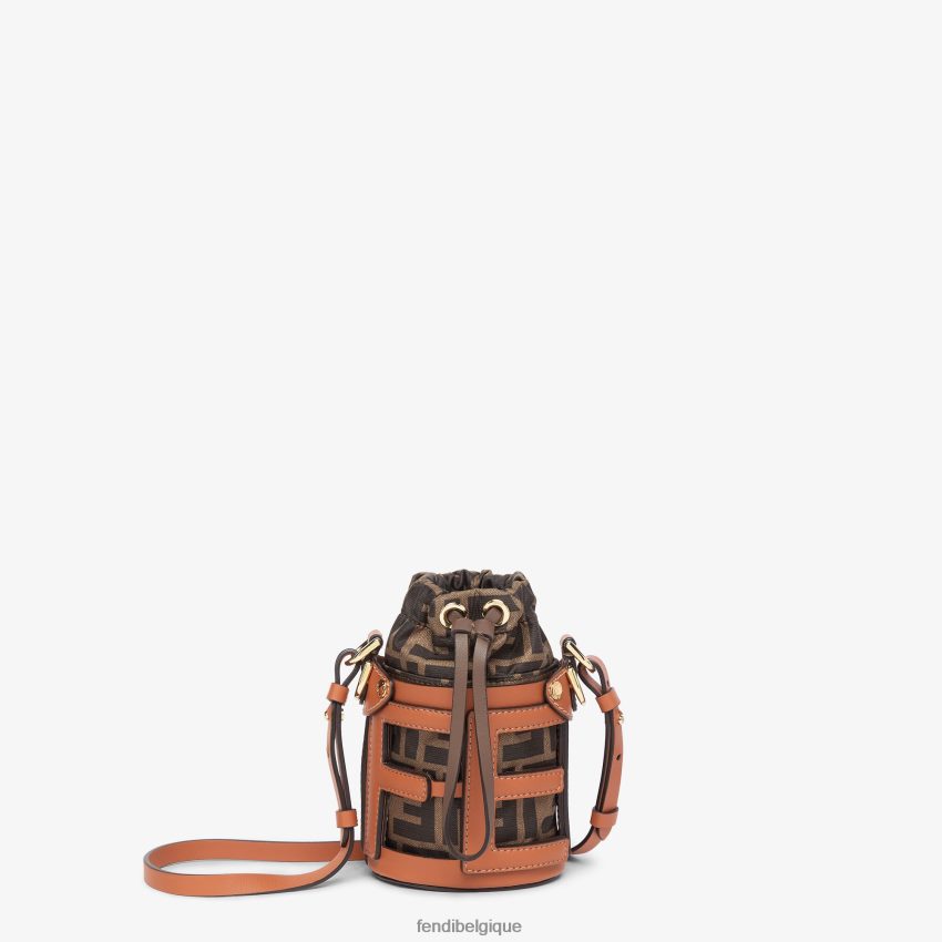 accessoires Fendi sac seau en cuir et tissu ff brun femmes 8X8J2J84 Fendi Lunette De Soleil