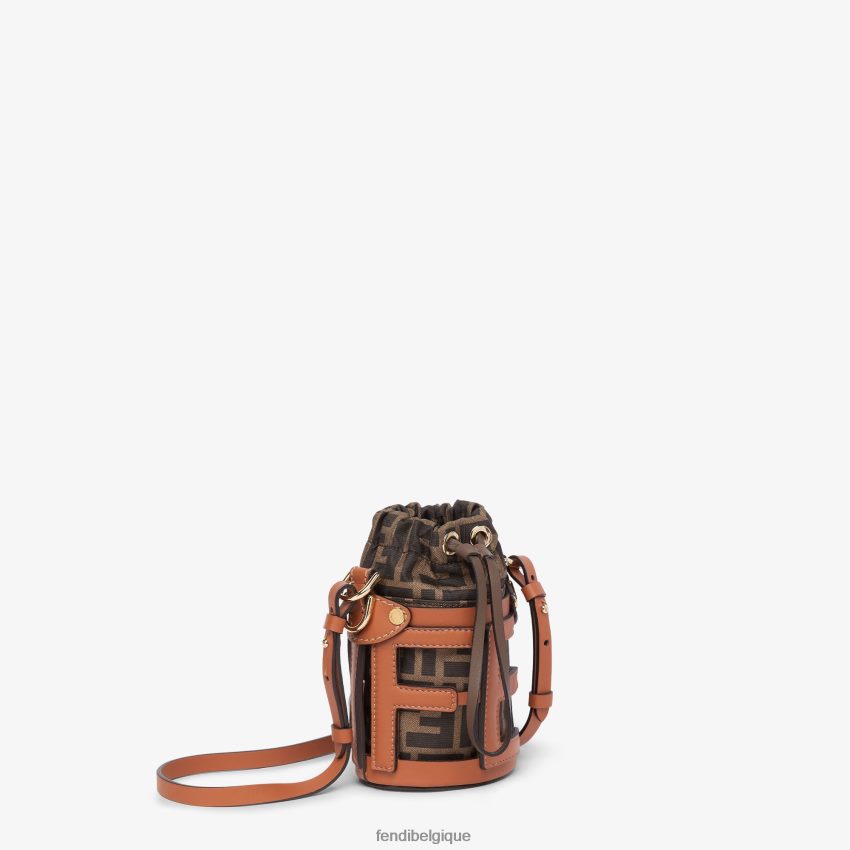 accessoires Fendi sac seau en cuir et tissu ff brun femmes 8X8J2J84 Fendi Lunette De Soleil