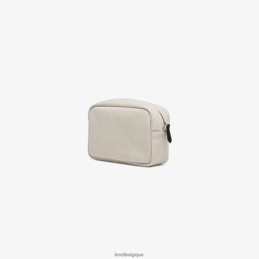 accessoires Fendi trousse de toilette en tissu écru avec broderie brun femmes 8X8J2J2925 Fendi Lunette De Soleil