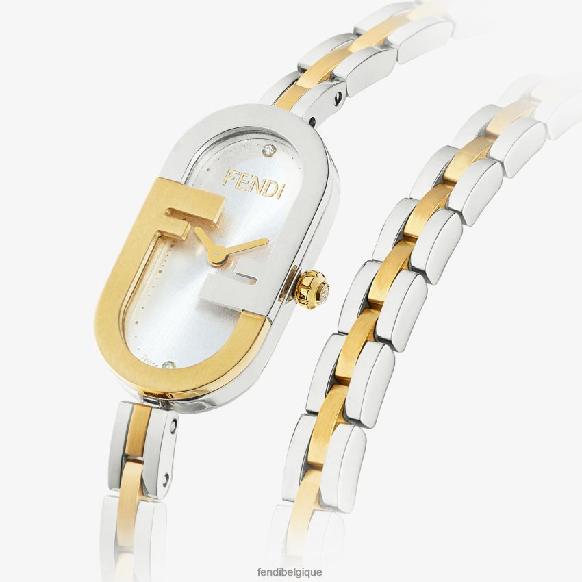 accessoires Fendi 14,80 x 28,30 mm - montre ovale avec logo o\'lock argent/or femmes 8X8J2J297 Fendi Lunette De Soleil