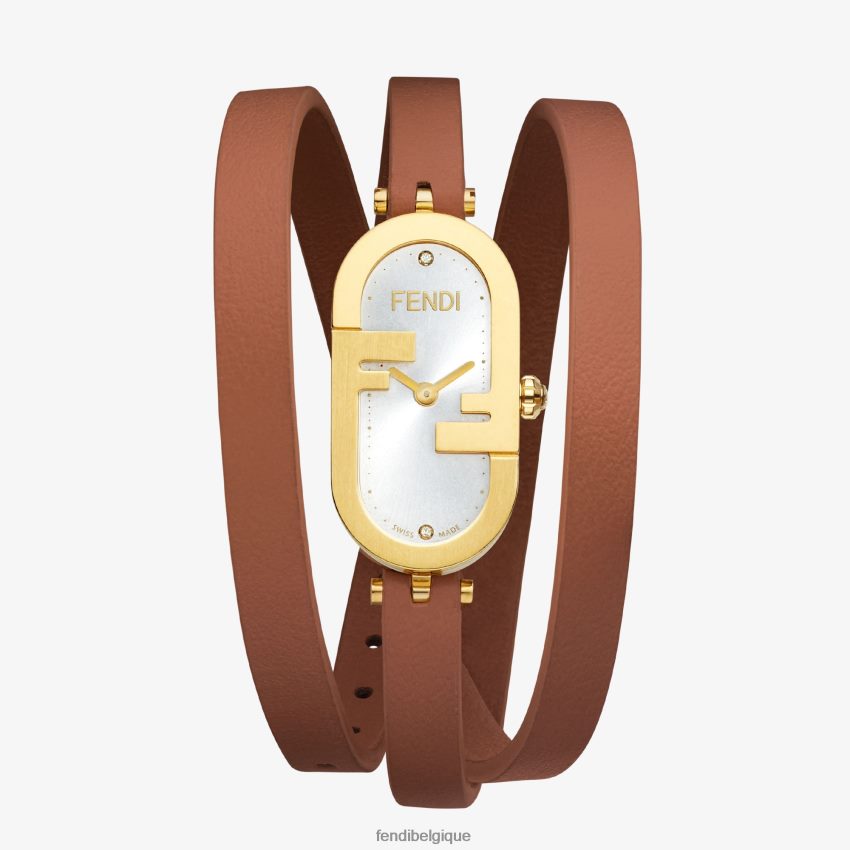 accessoires Fendi 14,80 x 28,30 mm - montre ovale avec logo o'lock brun femmes 8X8J2J317 Fendi Belgique