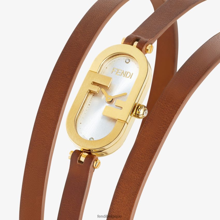 accessoires Fendi 14,80 x 28,30 mm - montre ovale avec logo o\'lock brun femmes 8X8J2J317 Fendi Belgique