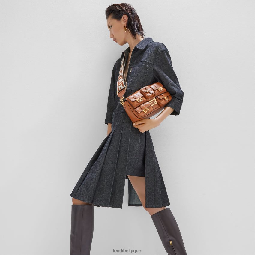 accessoires Fendi bandoulière réversible en toile brun femmes 8X8J2J41 Fendi Belgique