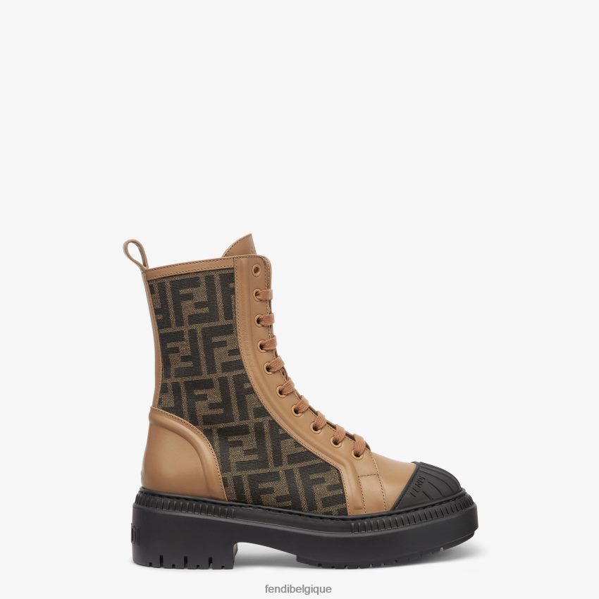 chaussures Fendi bottes de motard en cuir beige femmes 8X8J2J1352 Fendi Belgique