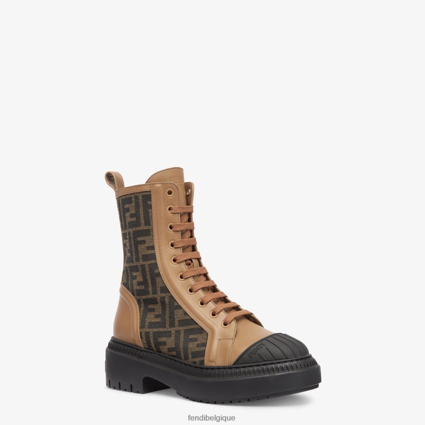 chaussures Fendi bottes de motard en cuir beige femmes 8X8J2J1352 Fendi Belgique
