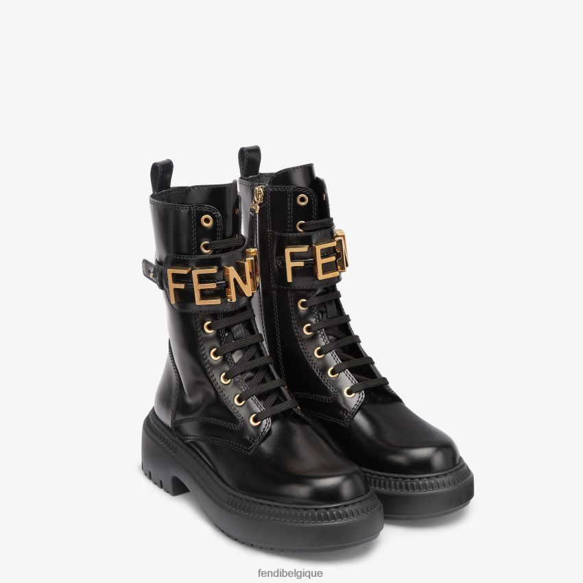 chaussures Fendi bottes de motard en cuir noir femmes 8X8J2J1358 Fendi Belgique