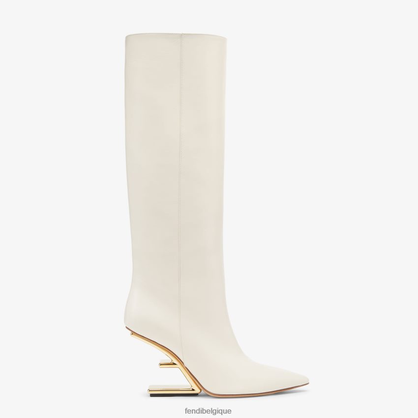 chaussures Fendi bottes à talons en cuir blanc femmes 8X8J2J1355 Fendi Belgique