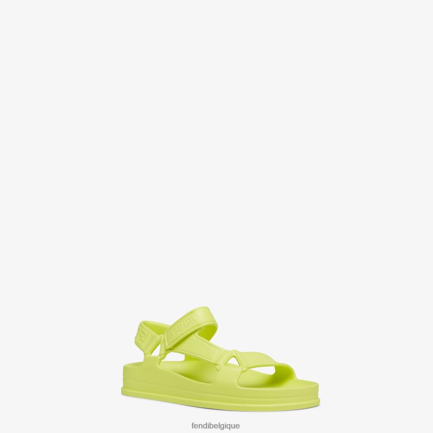 chaussures Fendi sandales en caoutchouc fluo jaune femmes 8X8J2J1397 Fendi Belgique