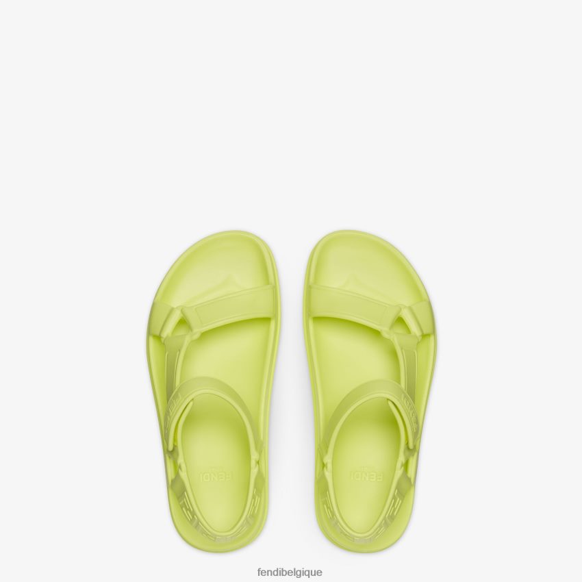 chaussures Fendi sandales en caoutchouc fluo jaune femmes 8X8J2J1397 Fendi Belgique