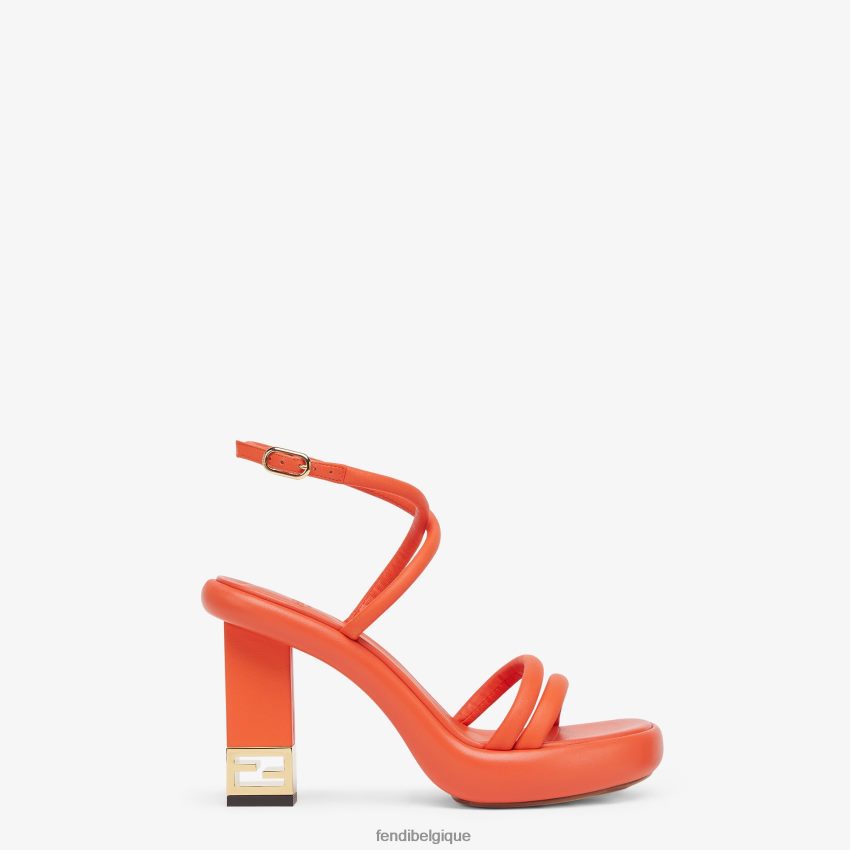 chaussures Fendi sandales en cuir nappa orange femmes 8X8J2J1314 Fendi Lunette De Soleil