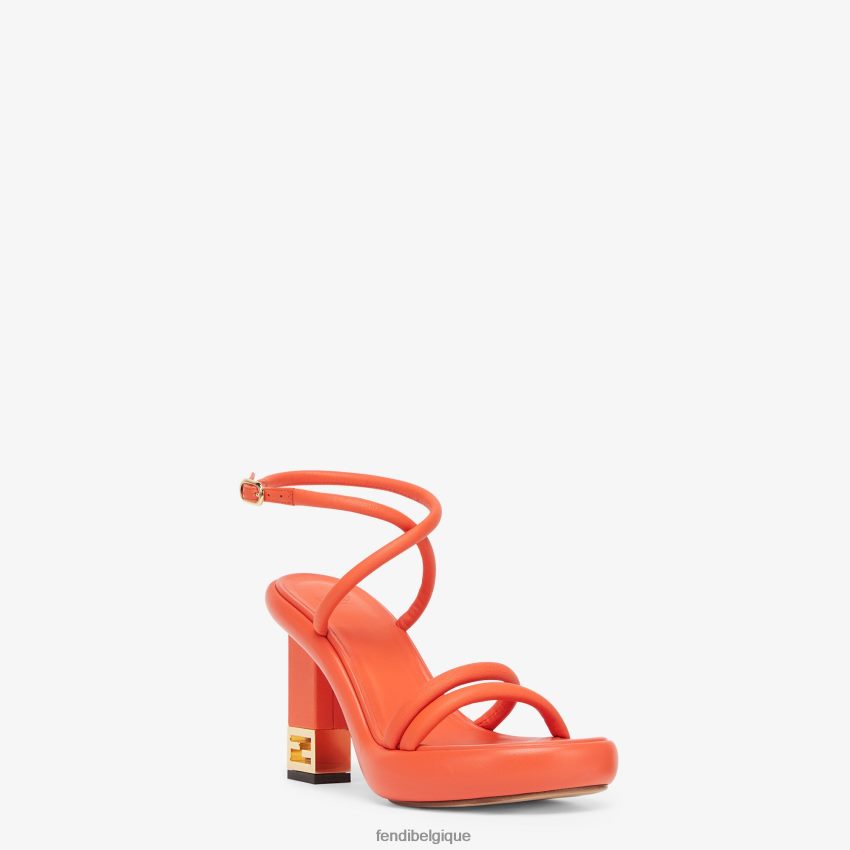 chaussures Fendi sandales en cuir nappa orange femmes 8X8J2J1314 Fendi Lunette De Soleil