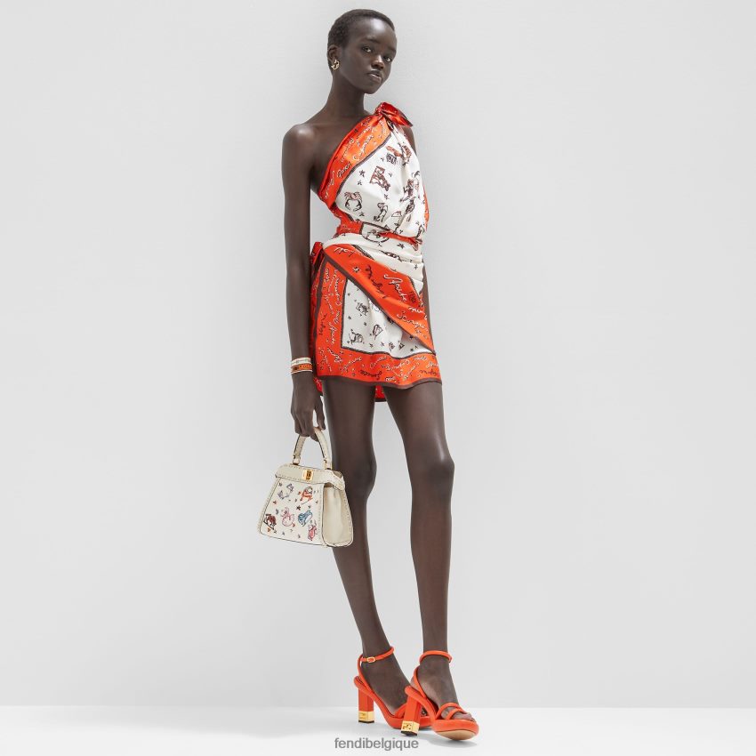 chaussures Fendi sandales en cuir nappa orange femmes 8X8J2J1314 Fendi Lunette De Soleil