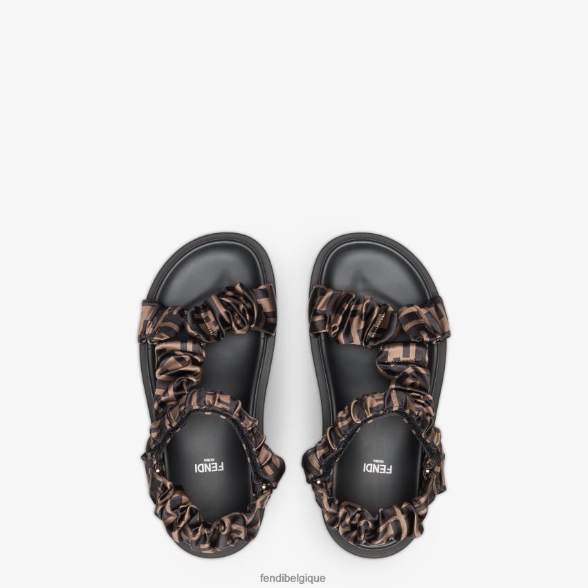 chaussures Fendi sandales en satin brun femmes 8X8J2J1271 Fendi Belgique