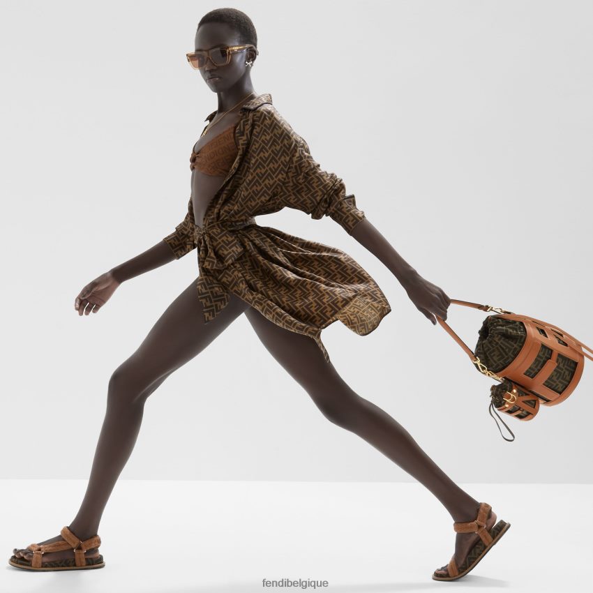 chaussures Fendi sandales en tissu brun femmes 8X8J2J1298 Fendi Belgique