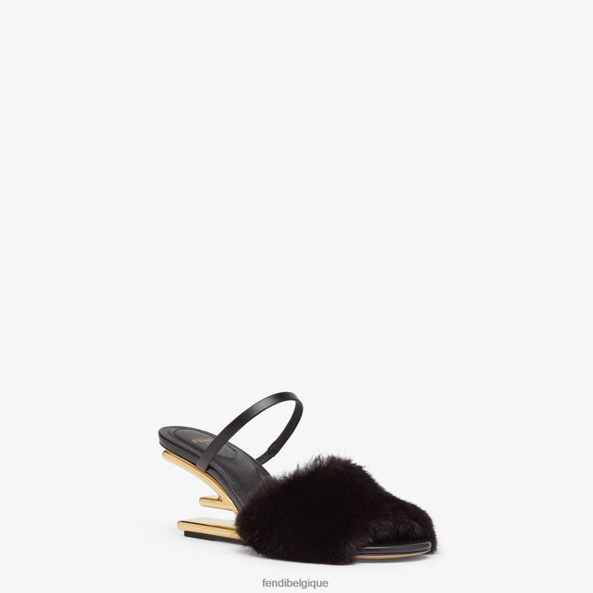 chaussures Fendi sandales à talon en vison noir femmes 8X8J2J1377 Fendi Lunette De Soleil
