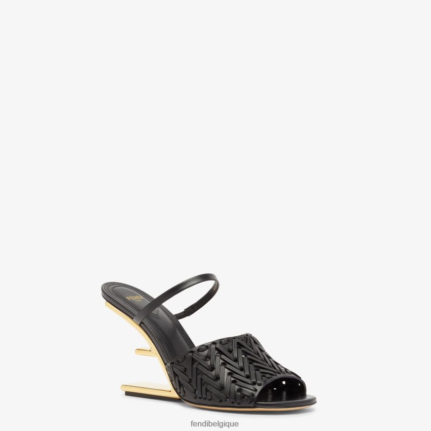 chaussures Fendi sandales à talons en cuir beige femmes 8X8J2J1276 Fendi Sac