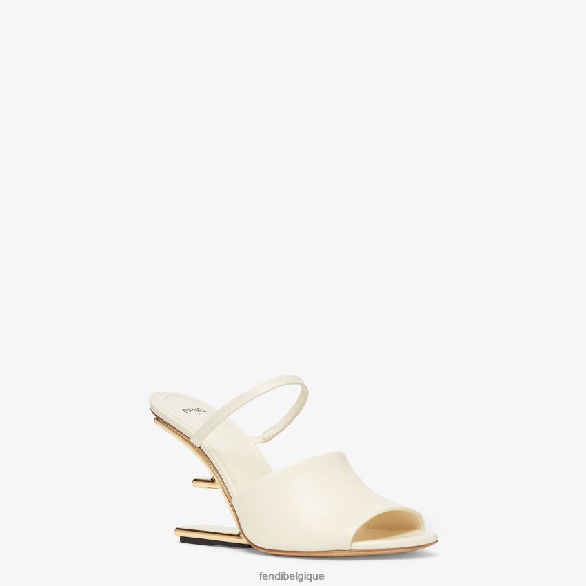 chaussures Fendi sandales à talons en cuir blanc femmes 8X8J2J1319 Fendi Belgique