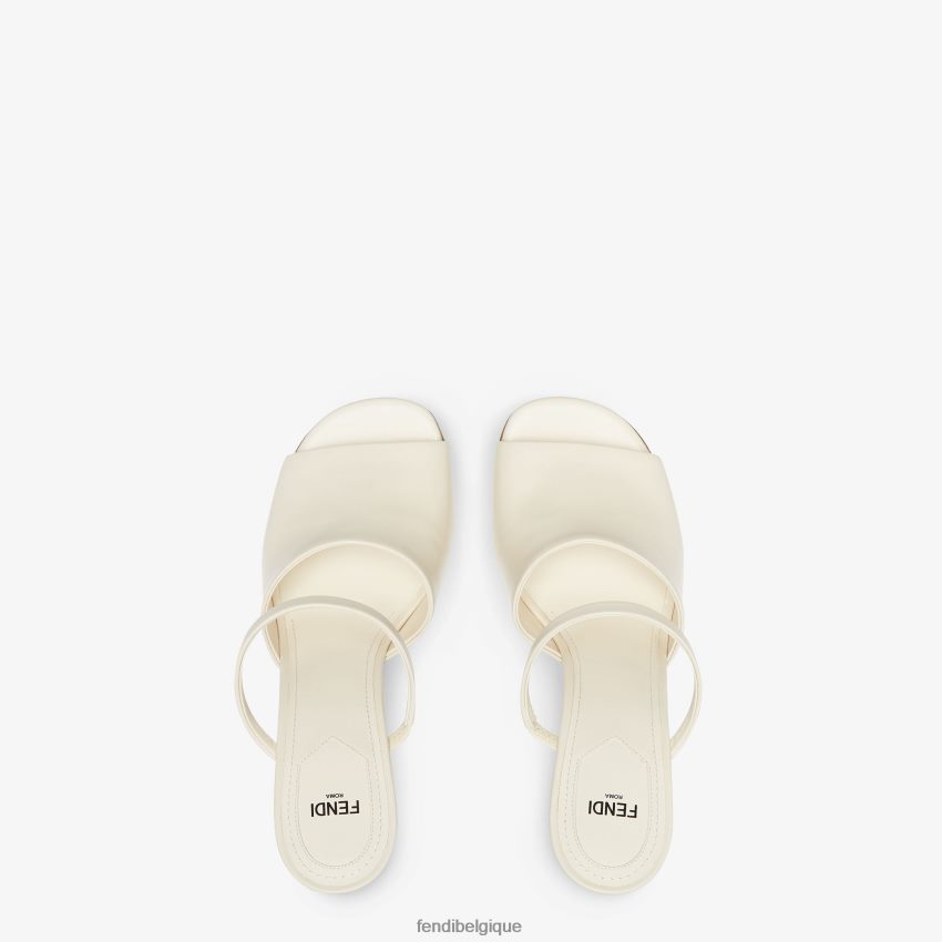 chaussures Fendi sandales à talons en cuir blanc femmes 8X8J2J1319 Fendi Belgique