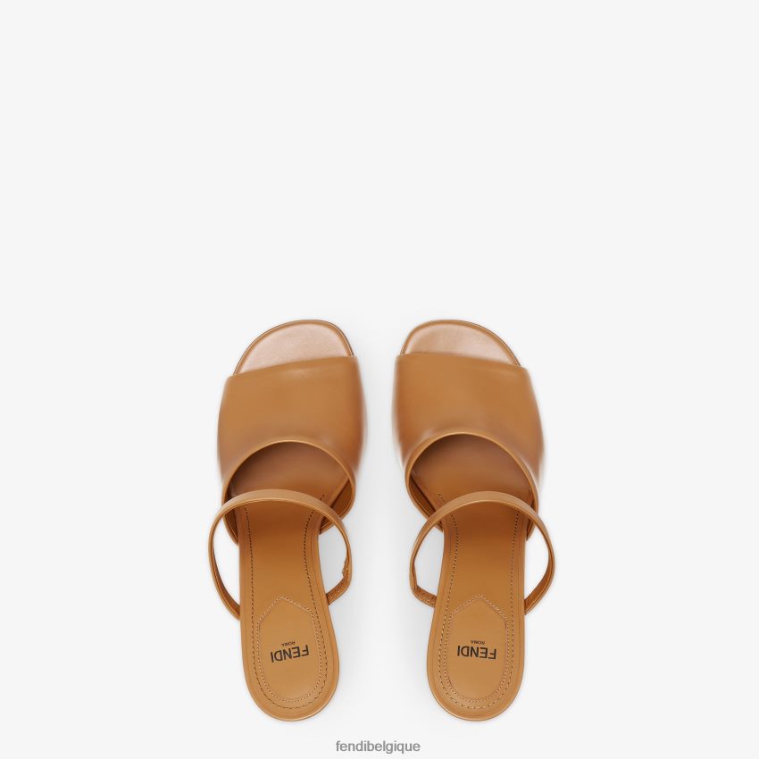 chaussures Fendi sandales à talons en cuir brun femmes 8X8J2J1342 Fendi Sac