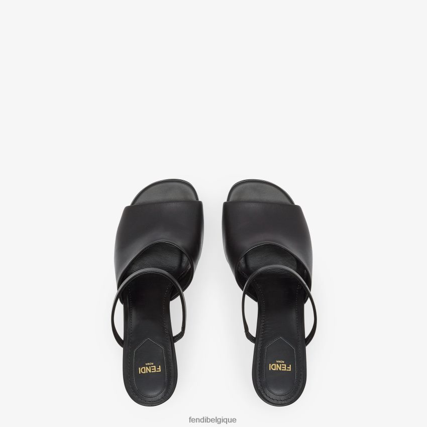 chaussures Fendi sandales à talons en cuir noir femmes 8X8J2J1278 Fendi Lunette De Soleil
